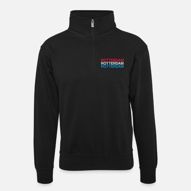 ROTTERDAM Netherlands Niederlande Flagge - Unisex Pullover mit Zip-Kragen - Schwarz
