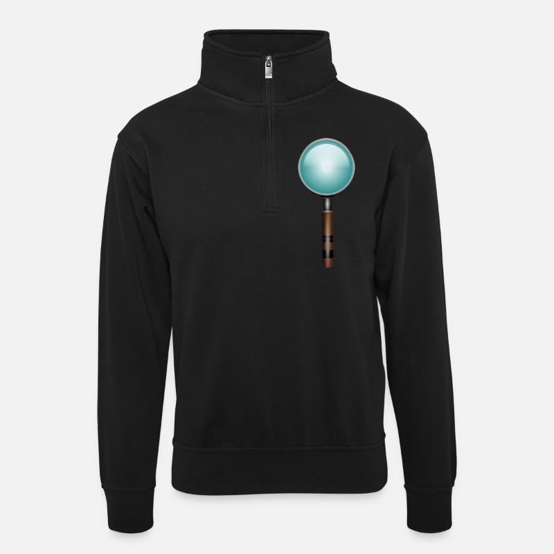 Lupe - Unisex Pullover mit Zip-Kragen - Schwarz