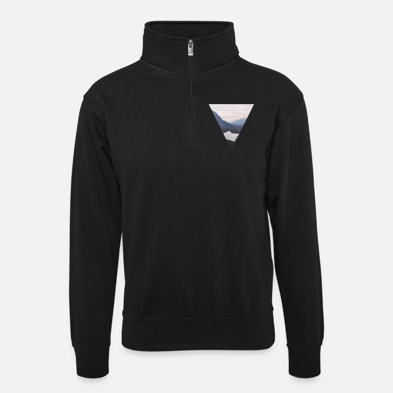 Berg - Unisex Pullover mit Zip-Kragen - Schwarz