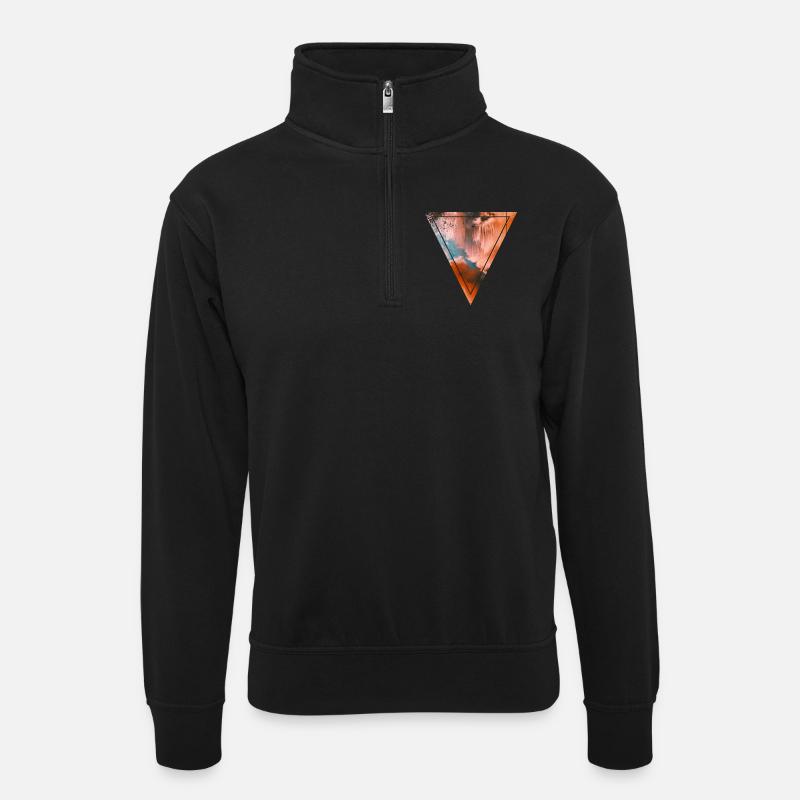Glitched Clouds - Unisex sweater with zip collar - black