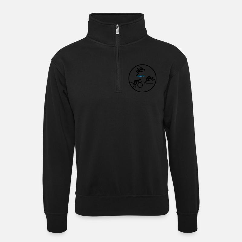 Triathlon Classic - Unisex Pullover mit Zip-Kragen - Schwarz