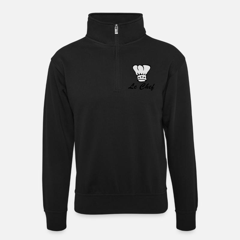 Koch - Mütze - Unisex Pullover mit Zip-Kragen - Schwarz