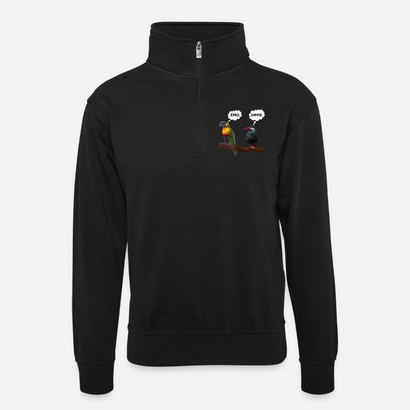 Emo | Hippie - Unisex Pullover mit Zip-Kragen - Schwarz
