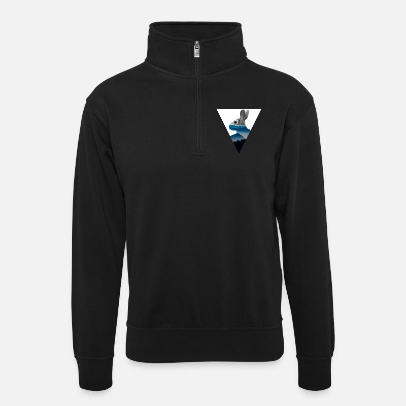 Hase - Unisex Pullover mit Zip-Kragen - Schwarz