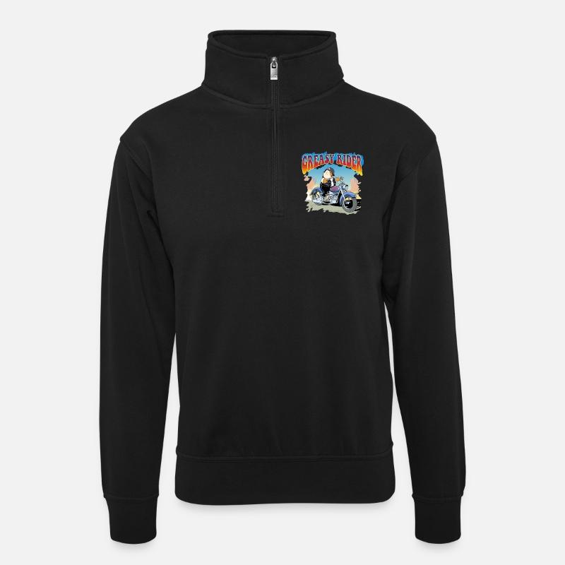 Greasy Rider - Unisex sweater with zip collar - black