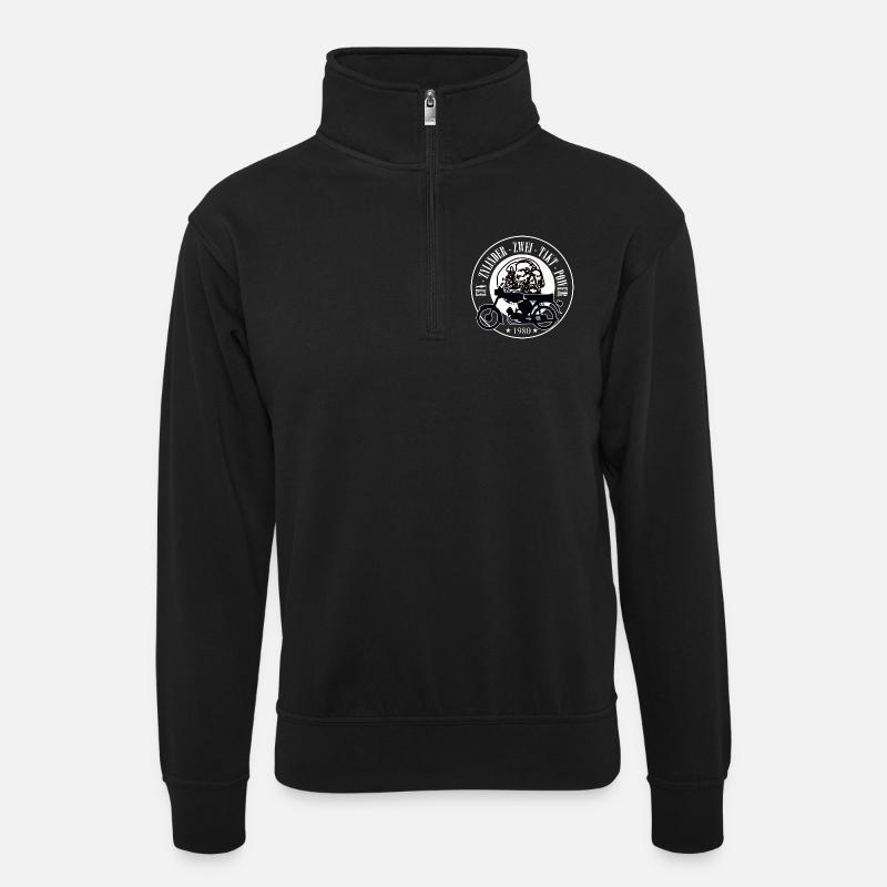EinZylinderZweiTaktPower - Unisex Pullover mit Zip-Kragen - Schwarz