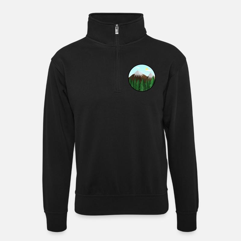 Bergkulisse - Unisex Pullover mit Zip-Kragen - Schwarz