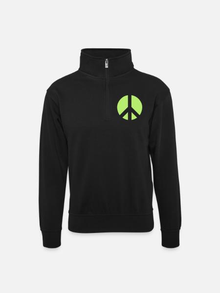 6_sign - Unisex sweater with zip collar - black