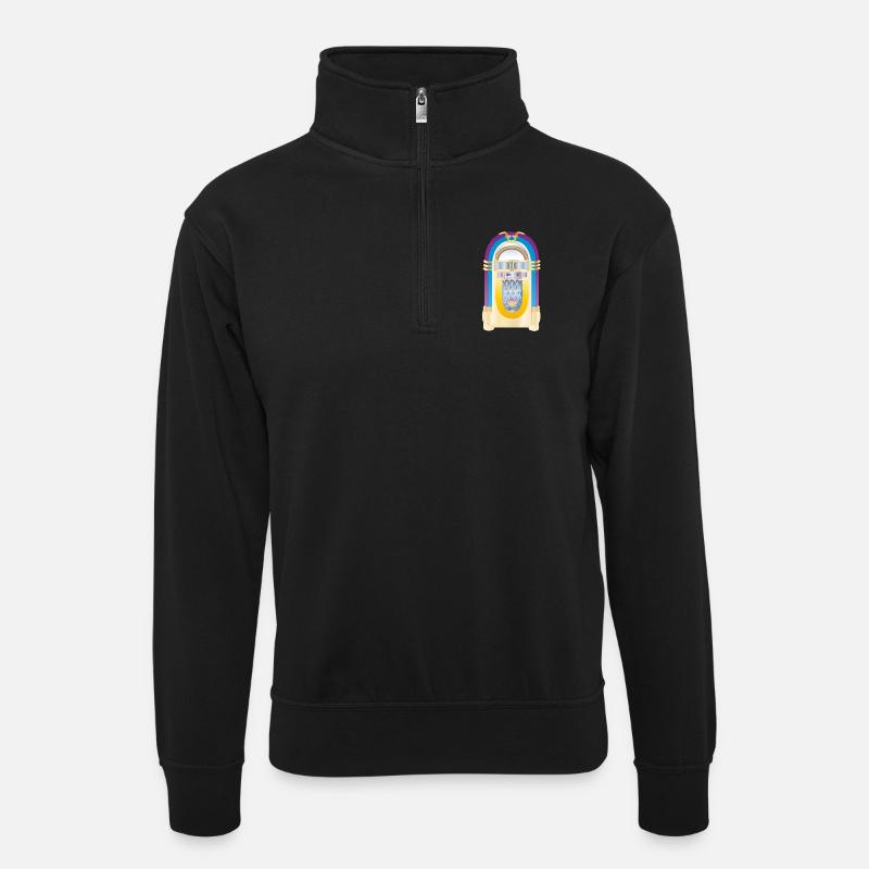 retro jukebox - Unisex Pullover mit Zip-Kragen - Schwarz