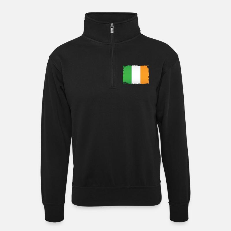 Irish flag de - Unisex Pullover mit Zip-Kragen - Schwarz