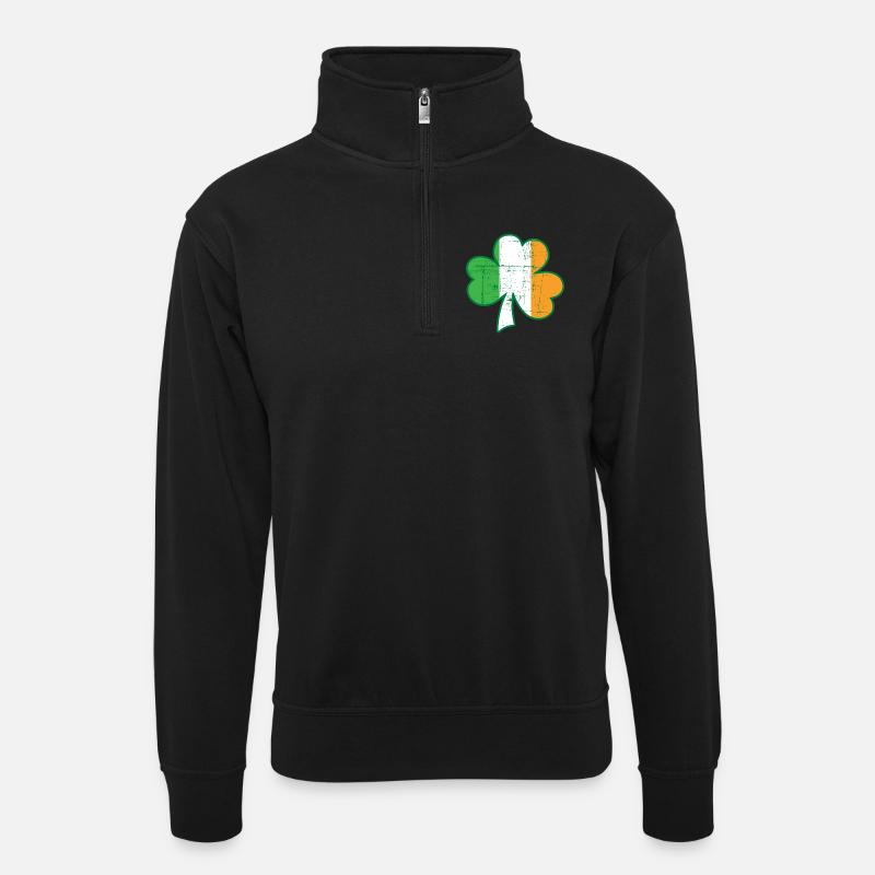 Irish flag de - Unisex Pullover mit Zip-Kragen - Schwarz