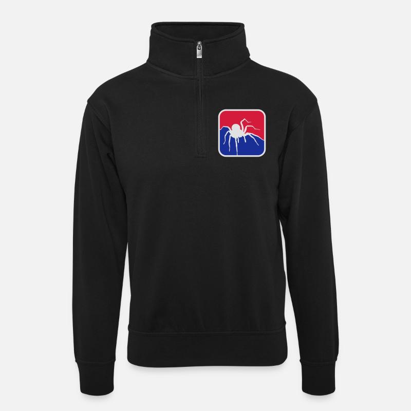 Spider Logo - Unisex Pullover mit Zip-Kragen - Schwarz