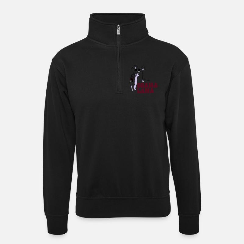 Drama Lama - Unisex Pullover mit Zip-Kragen - Schwarz