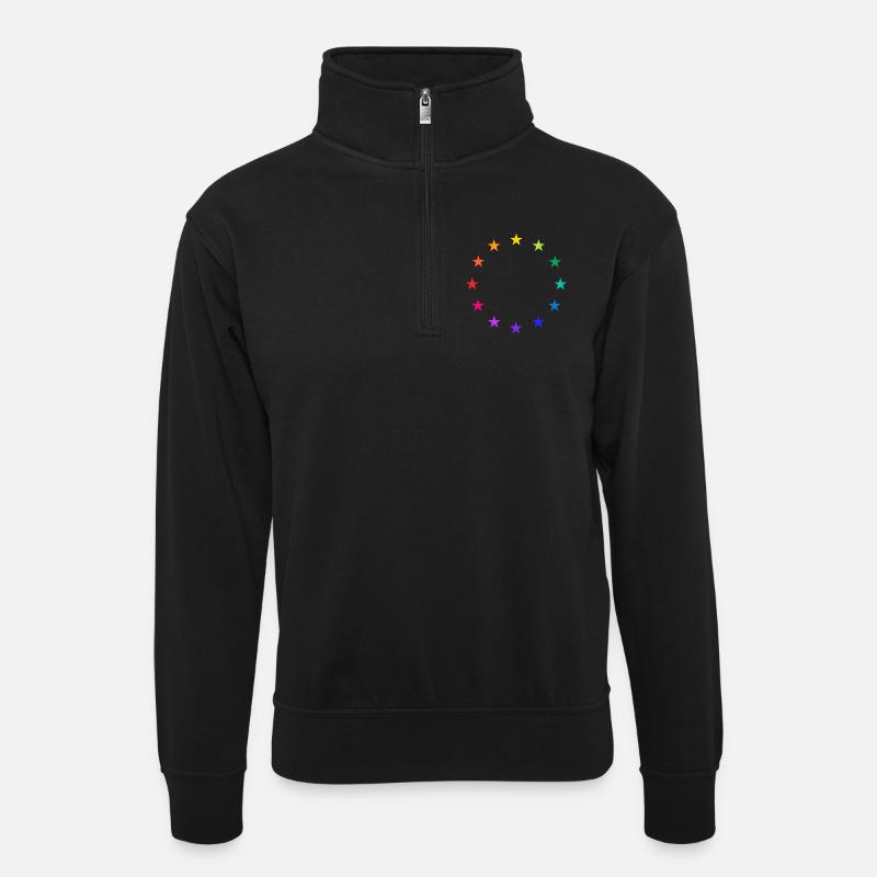 Rainbow EU - Unisex sweater with zip collar - black