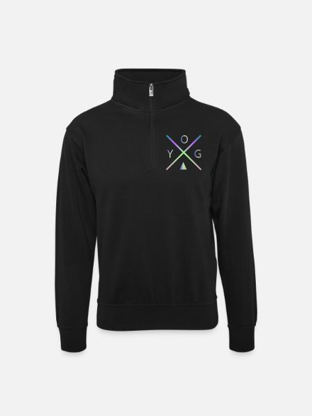 yoga - Unisex sweater with zip collar - black