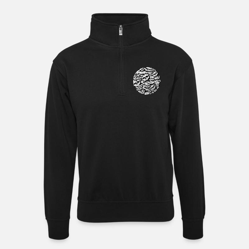 skulls in a round frame - Unisex sweater with zip collar - black
