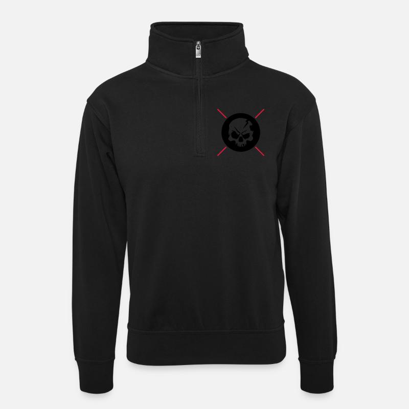 skull design - Unisex Pullover mit Zip-Kragen - Schwarz