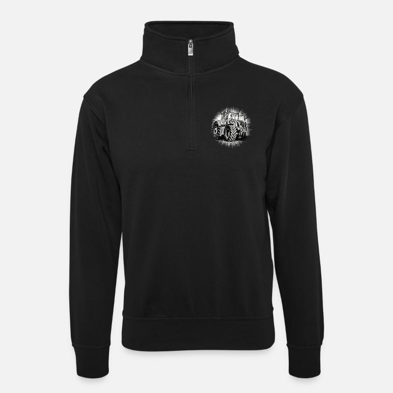 Tractor - Unisex sweater with zip collar - black