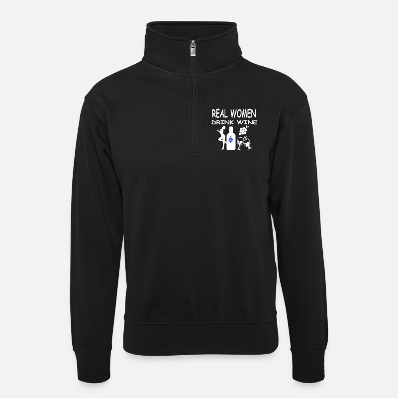 Wine - Unisex sweater with zip collar - black