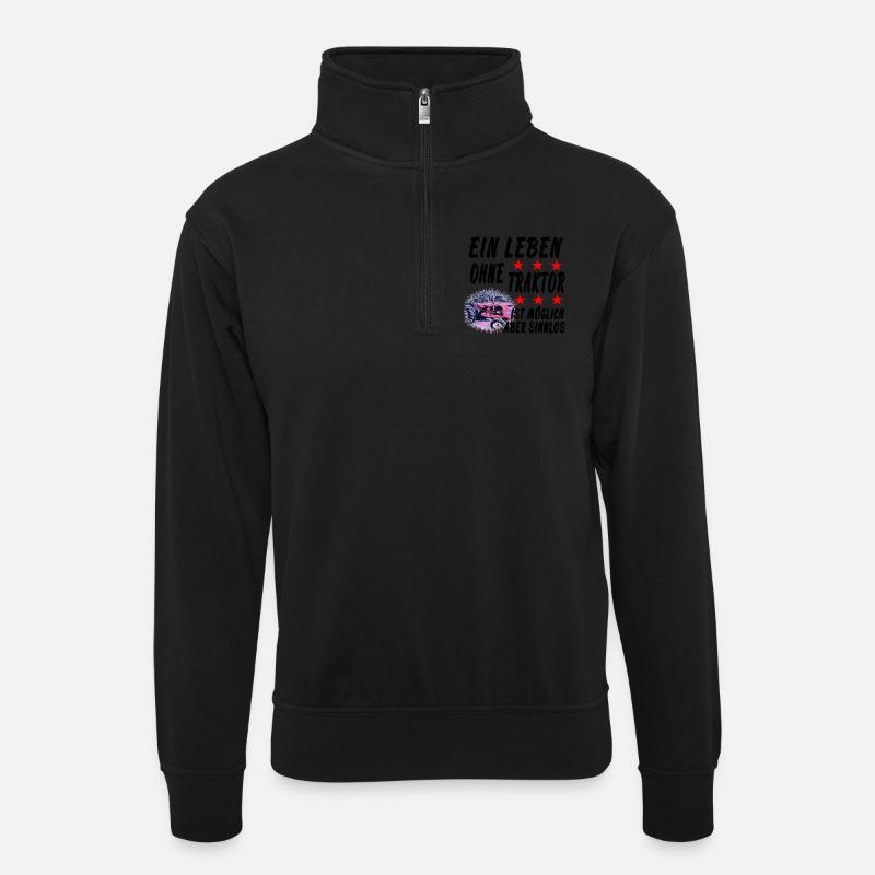 Traktor - Unisex Pullover mit Zip-Kragen - Schwarz
