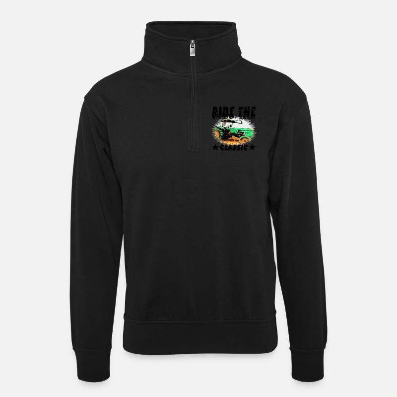 Traktor - Unisex Pullover mit Zip-Kragen - Schwarz