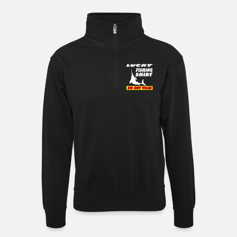 Angeln - Unisex Pullover mit Zip-Kragen - Schwarz