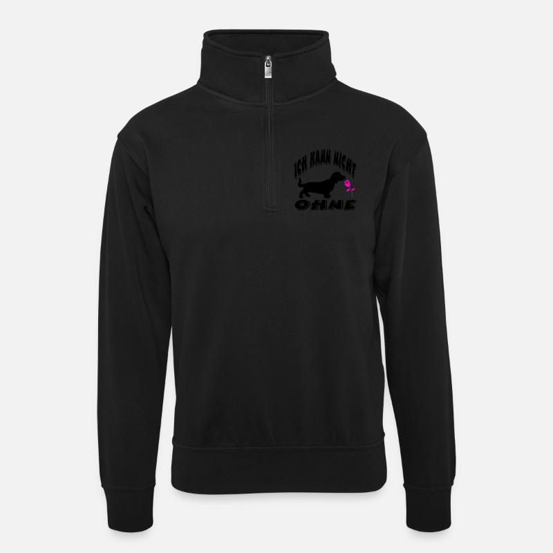 Dackel - Unisex Pullover mit Zip-Kragen - Schwarz