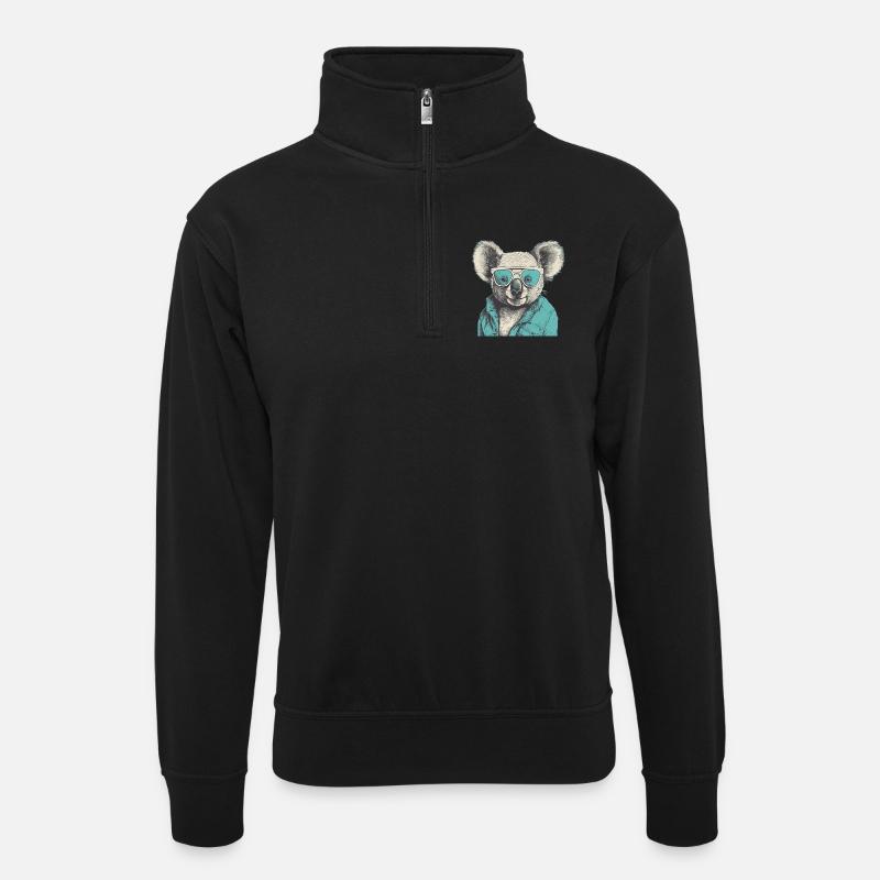 cool koala - Unisex sweater with zip collar - black