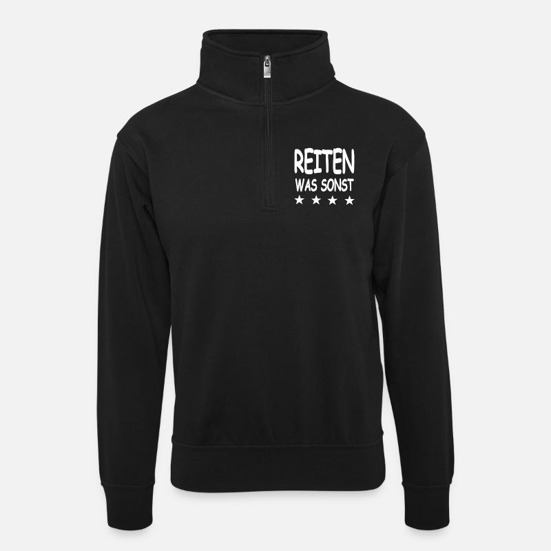 Reiten - Unisex Pullover mit Zip-Kragen - Schwarz
