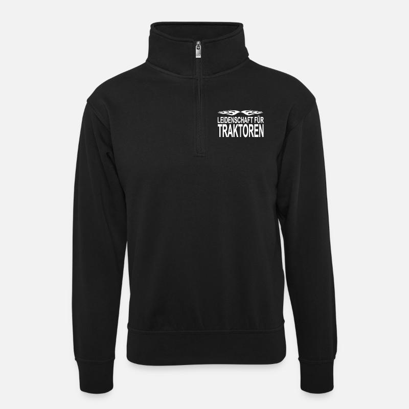 Traktor - Unisex Pullover mit Zip-Kragen - Schwarz