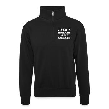Garage - Unisex sweater with zip collar - black - Front