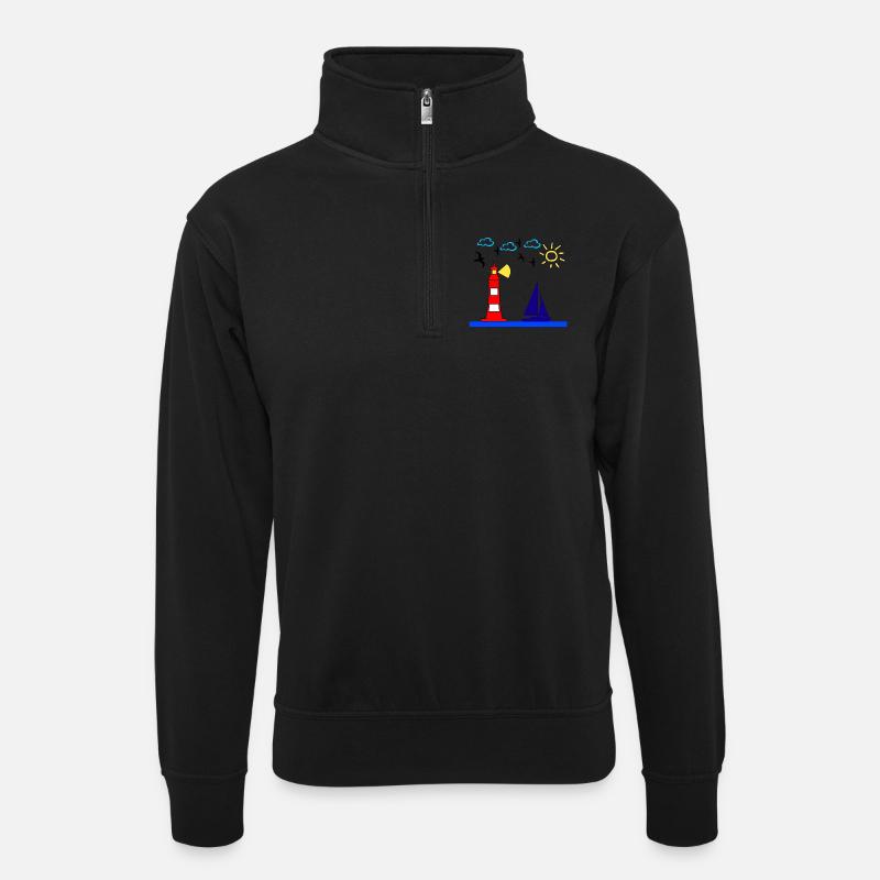 Segeln - Unisex Pullover mit Zip-Kragen - Schwarz