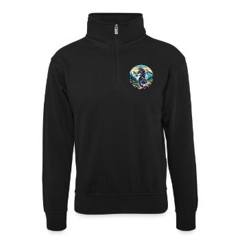 Mountainbiker - Unisex Pullover mit Zip-Kragen - Schwarz - Vorne