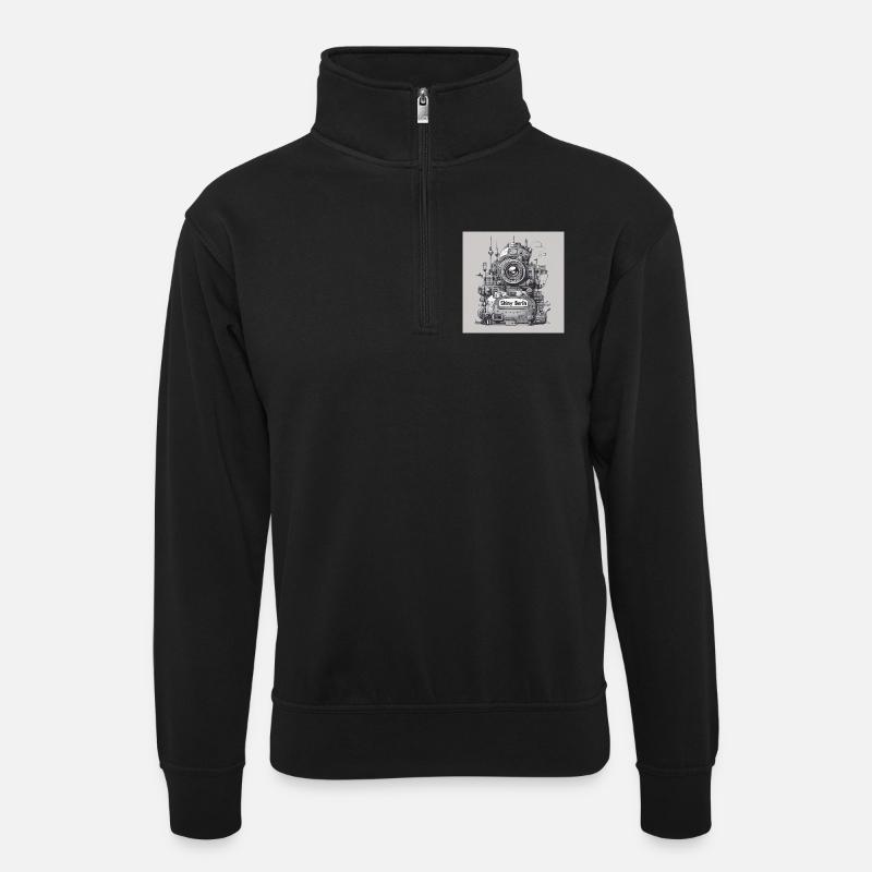 Berlin Planet - Unisex Pullover mit Zip-Kragen - Schwarz