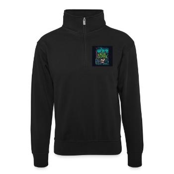 Canabis lover NYC - Unisex Pullover mit Zip-Kragen - Schwarz - Vorne