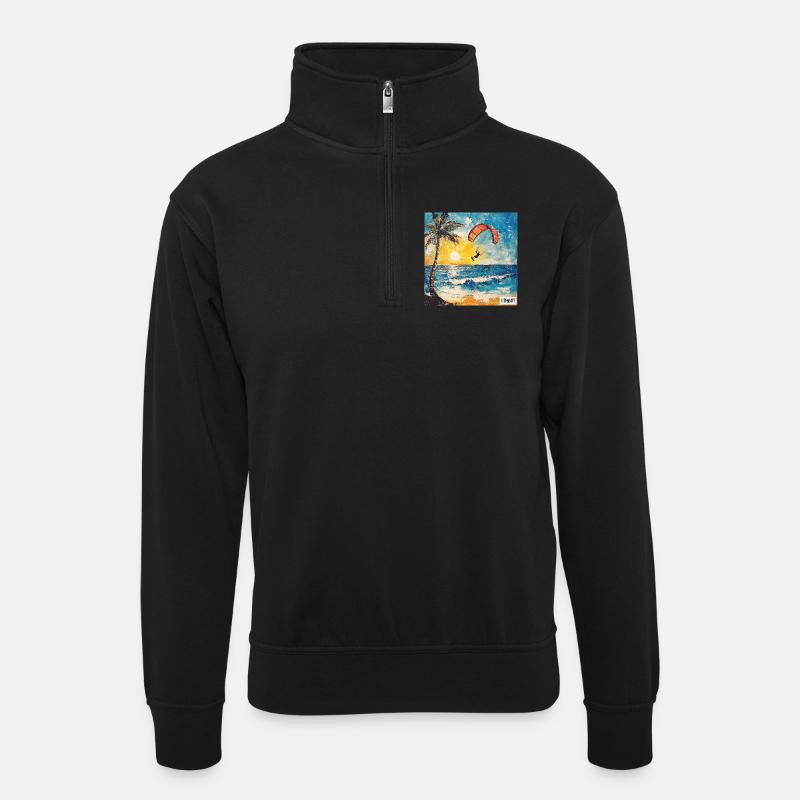 Kite - Unisex Pullover mit Zip-Kragen - Schwarz