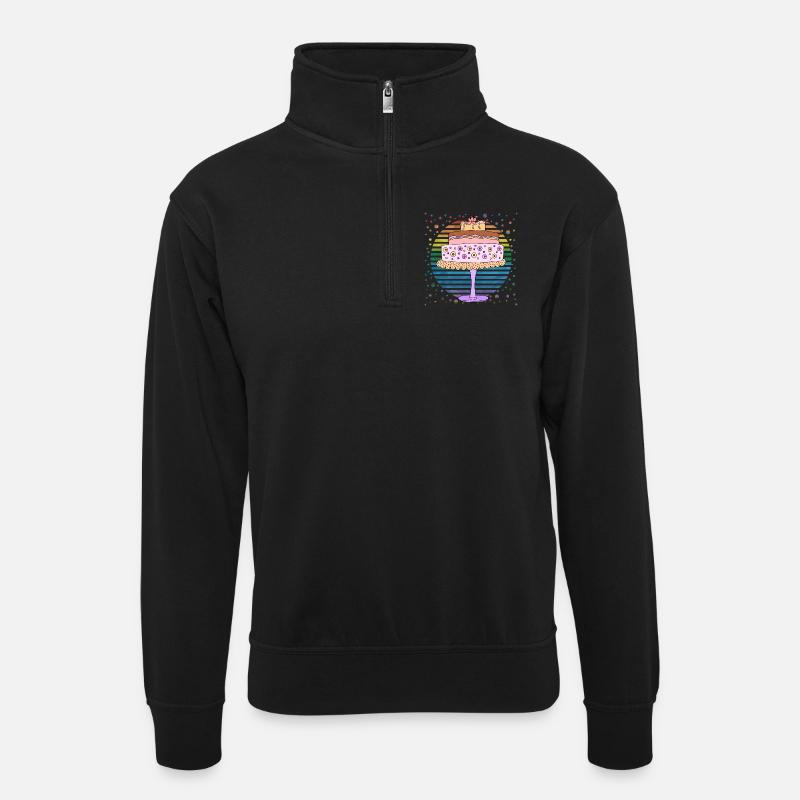 Kuchen - Unisex Pullover mit Zip-Kragen - Schwarz