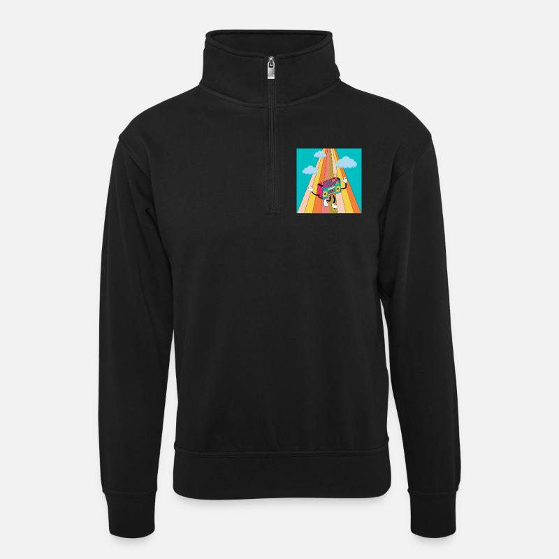 Radiomann - Unisex Pullover mit Zip-Kragen - Schwarz