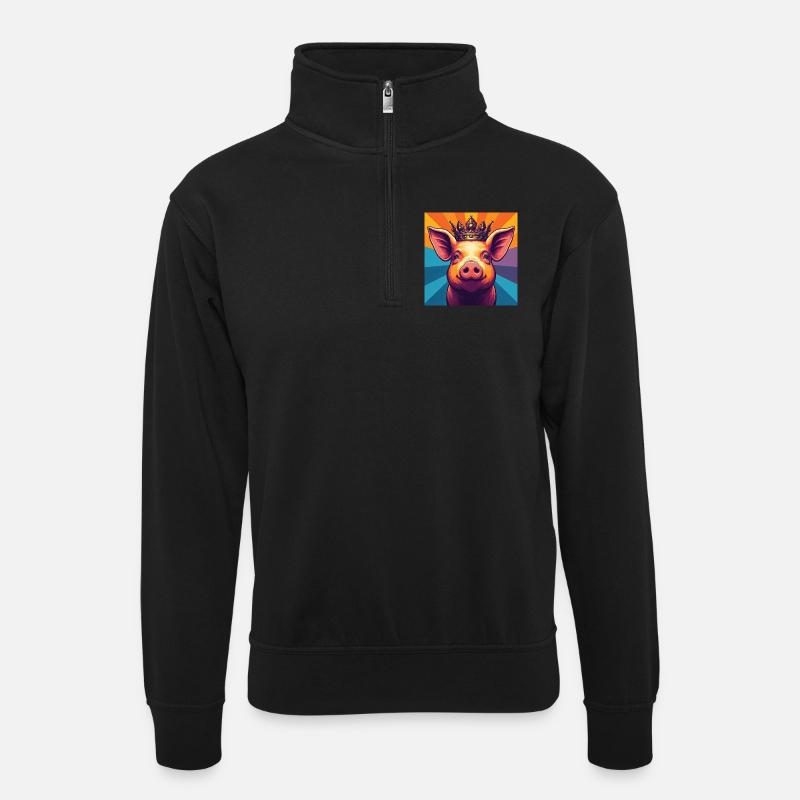 AKILLER 0013 - Unisex Pullover mit Zip-Kragen - Schwarz