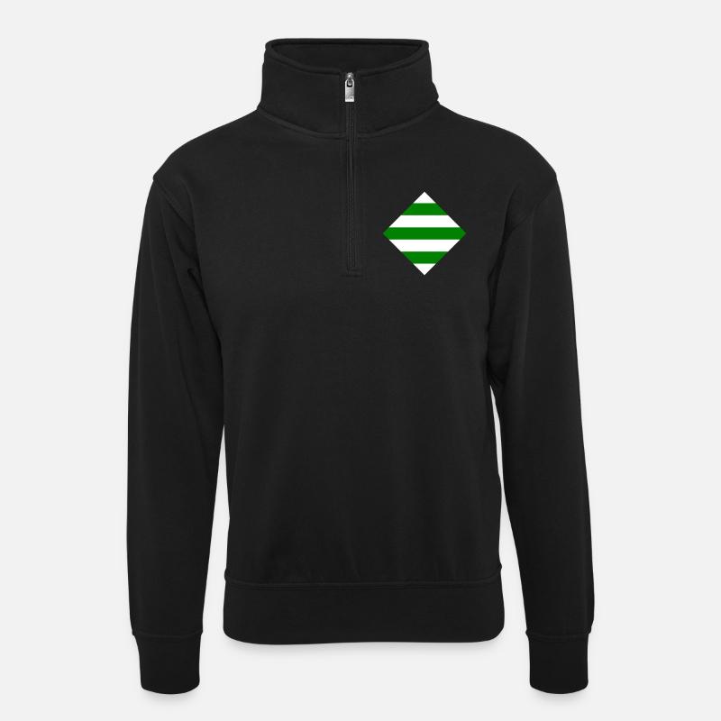 Grün und Weiß - Unisex Pullover mit Zip-Kragen - Schwarz