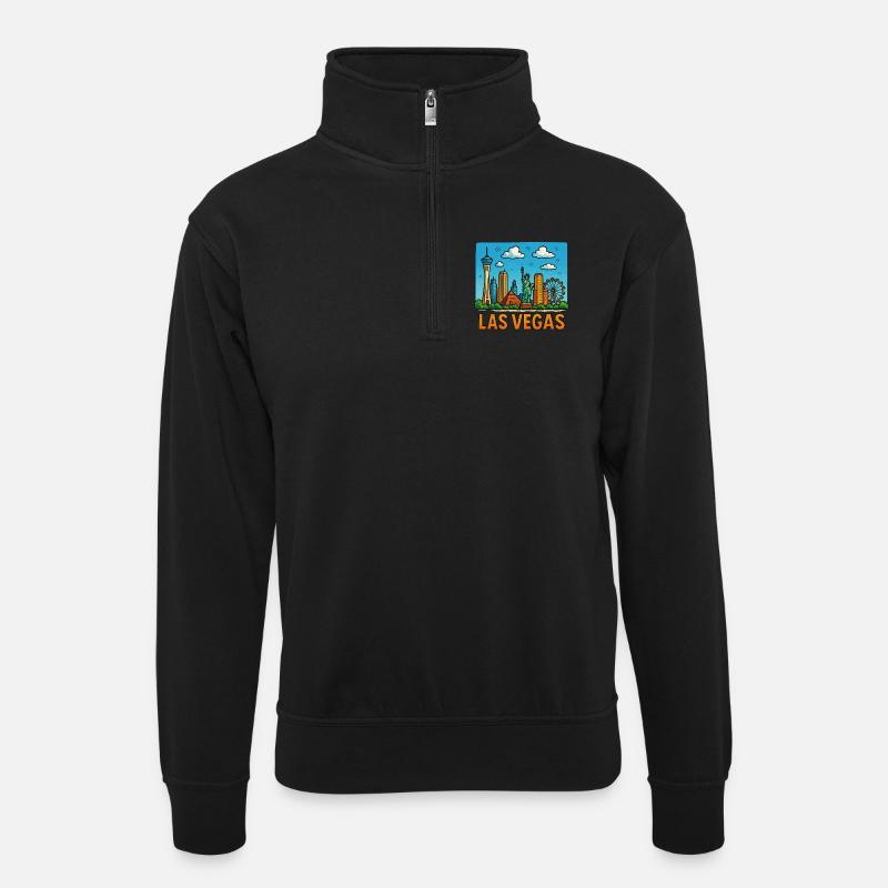 las vegas stadt - Unisex Pullover mit Zip-Kragen - Schwarz