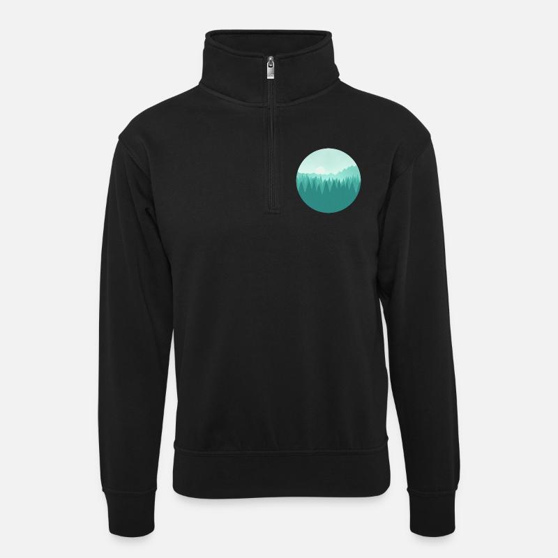 Berglandschaft - Unisex Pullover mit Zip-Kragen - Schwarz