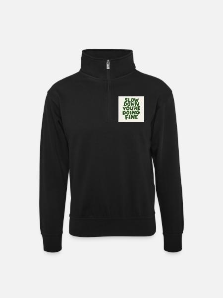 Slow Down Vibes - Unisex Pullover mit Zip-Kragen - Schwarz