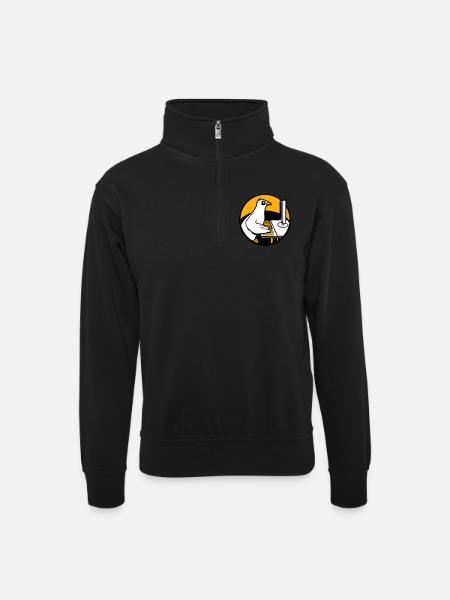 Pigeon Works Office Computer Keyboard Mouse Gamer - Unisex sweater with zip collar - black