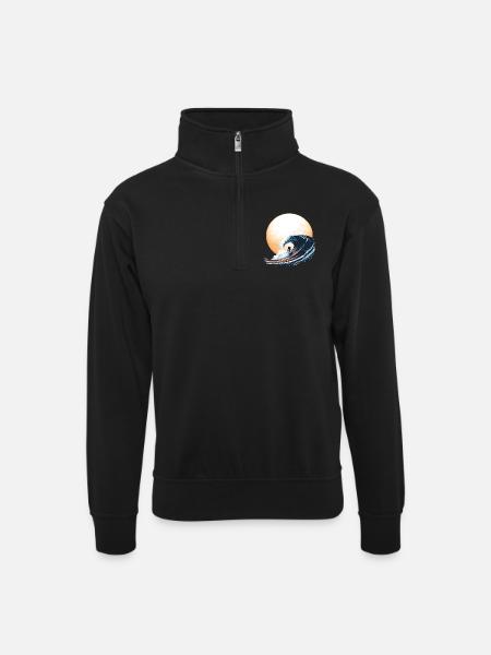Surfer au soleil - Sweat col montant zippé unisexe - noir
