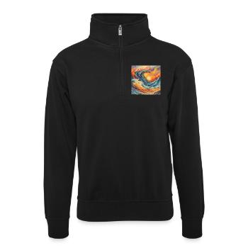 Flammende Flut - Unisex Pullover mit Zip-Kragen - Schwarz - Vorne