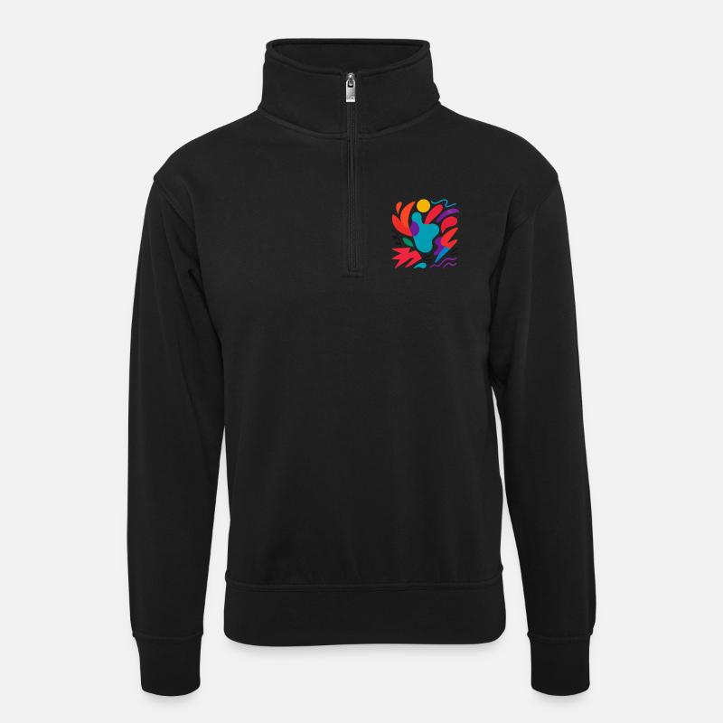 Abstract CLR - Unisex Pullover mit Zip-Kragen - Schwarz