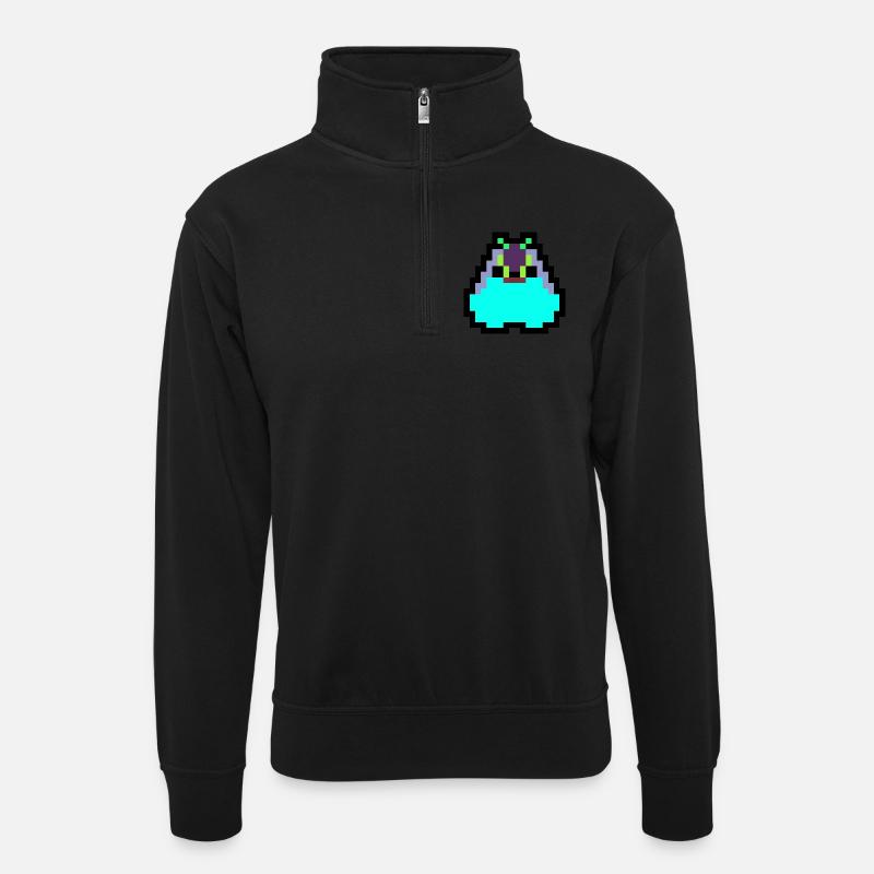 Pixel Küken - Unisex Pullover mit Zip-Kragen - Schwarz
