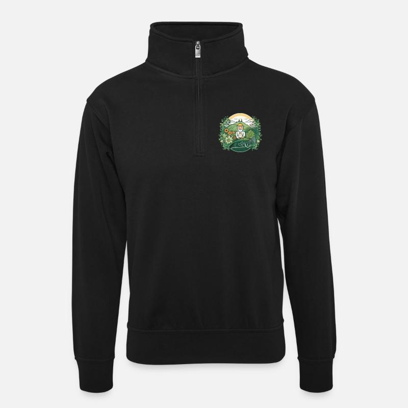 danielKrug GSuL 1300 - Unisex Pullover mit Zip-Kragen - Schwarz