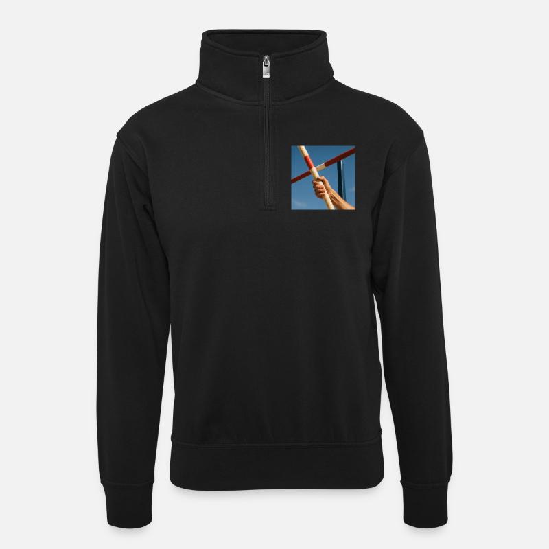 Sport - Stabhochsprung - Unisex Pullover mit Zip-Kragen - Schwarz